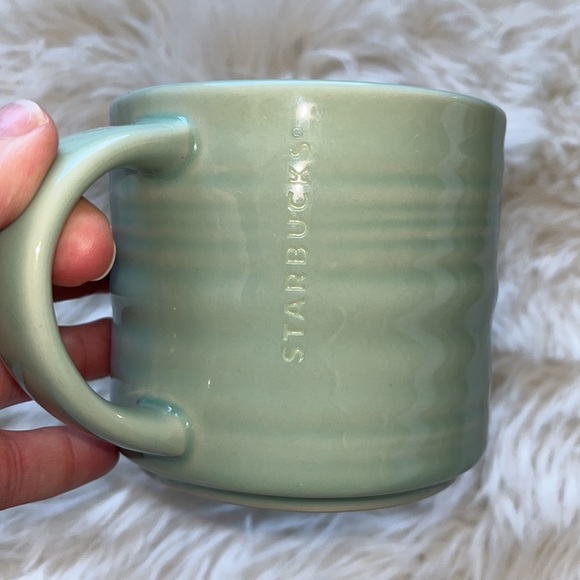 Starbucks Seafoam Green Stackable Mug Ripple Design Etched Logo EUC - Picture 4 of 6